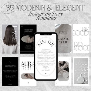 35 Modern I Elegant Instagram Story Templates for Canva| Minimal Instagram Story Template Editable in Canva, Social media template Canva