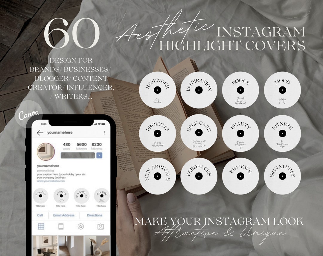 60 Editable Minimalist Highlight Covers for Instagram - Etsy