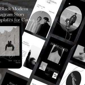 20 Black ModernI Dark Instagram Story Template Canva| Minimalist Instagram Story Template| Social media template Canva| Branding &Marketing