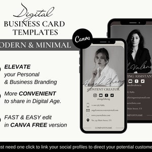 Minimal Digital Business Card TemplateI Modern Business Card Canva Template| Canva Business Card Design| Editable Business Card