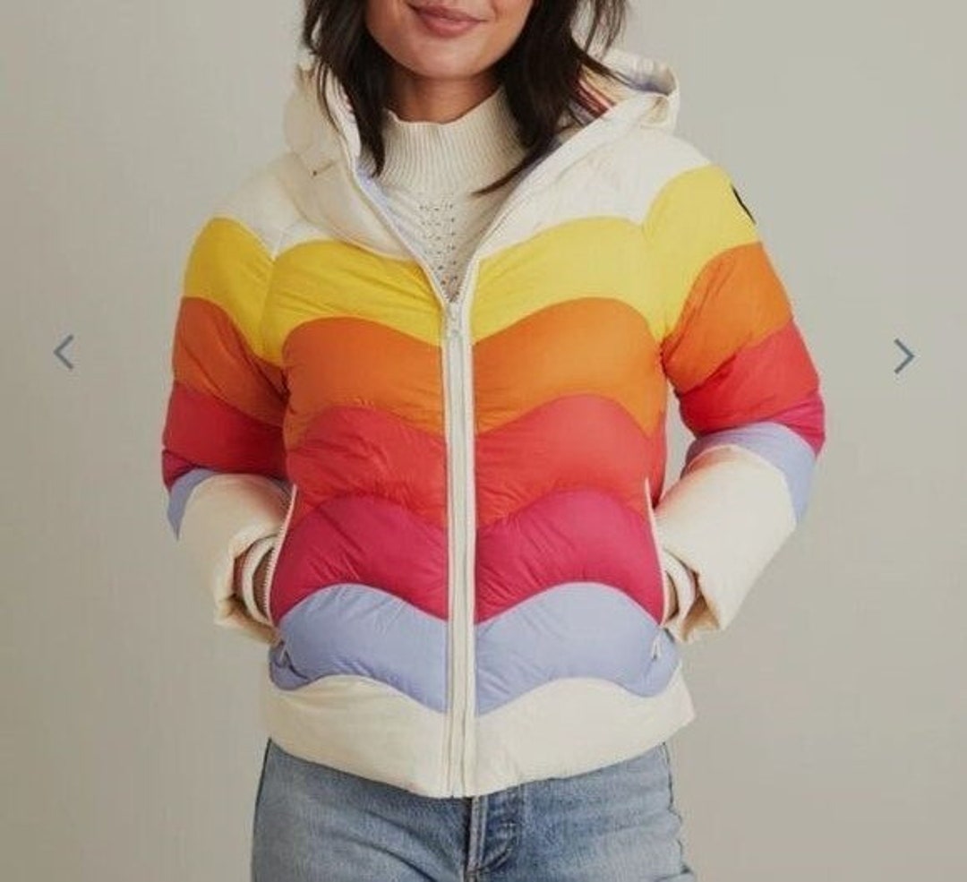 Women Bomber Jacket , Women Rainbow Jacket, Colorful Puffer Jacket for Women , Padded Jacket
