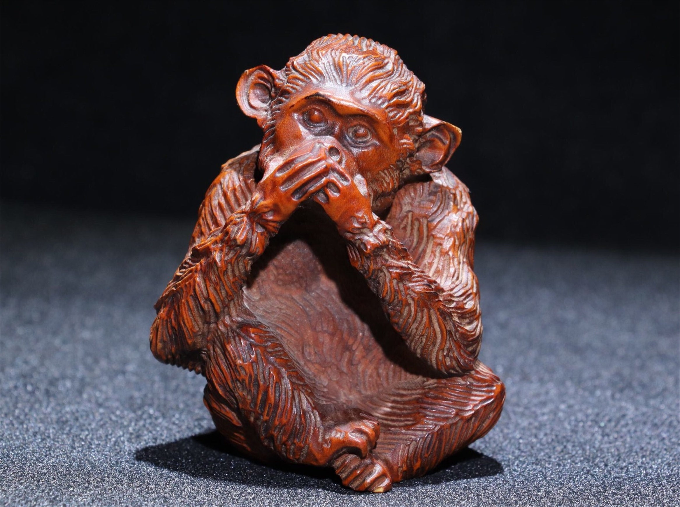 Handcarved boxwood carved monkey ornaments Chinese style Etsy