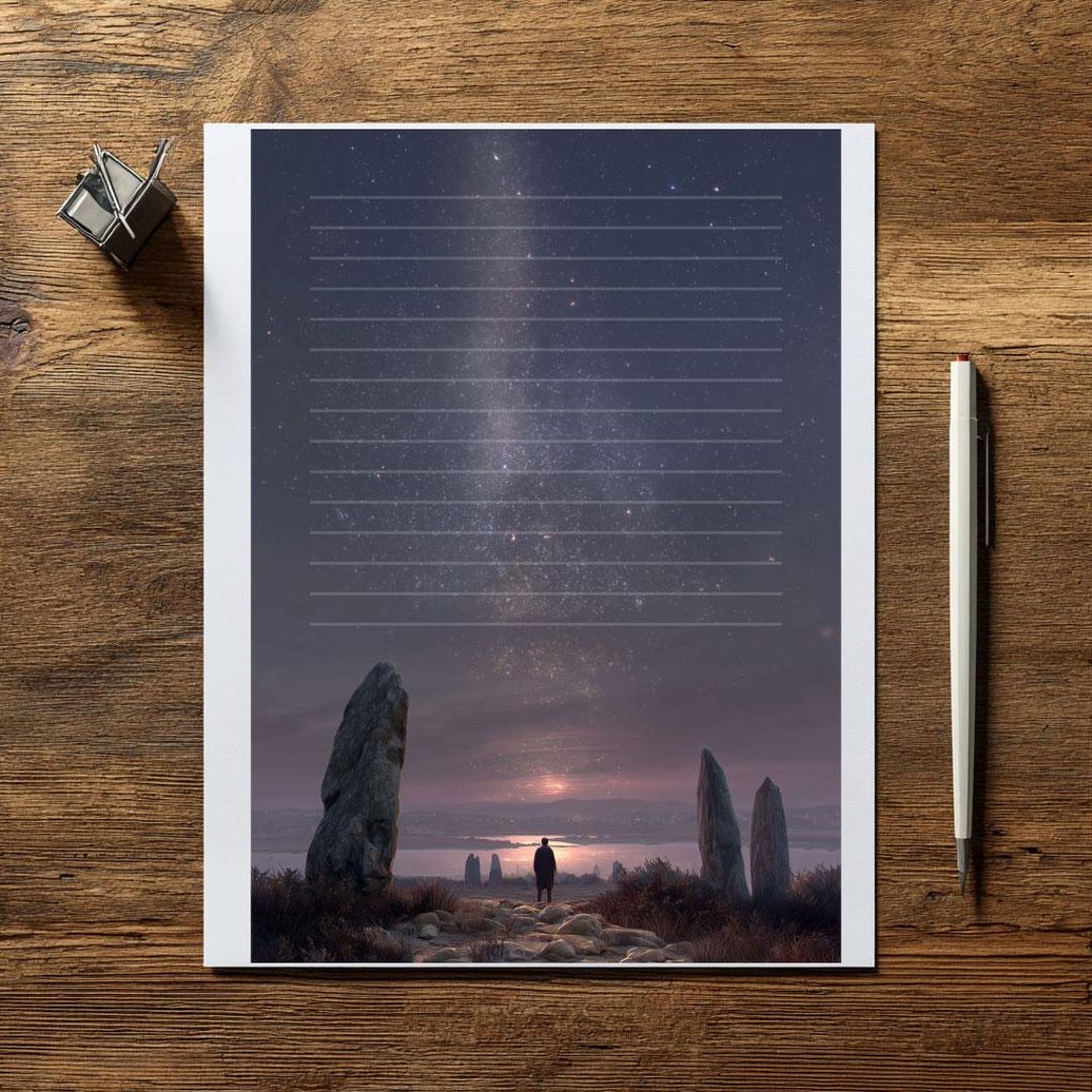 Neolithic Stargazer Printable Lined Writing Paper Design - Etsy