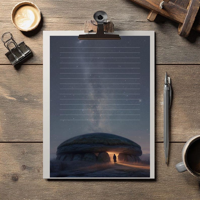 Neolithic Stargazer Printable Lined Writing Paper Design. Set 1 - Etsy
