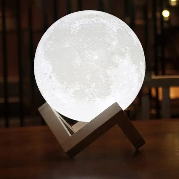 Rechargeable 3D Moon Lamp - Touch Activated LED Night Light for Children, Bedroom Table Decor, Unique Birthday Gift