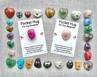 Pocket Hug Crystal for My Daughter, Letterbox Gift and Card for Our Daughter, Miss you present, Thinking of you gift.
