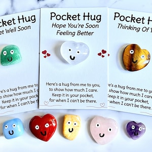 Câlin de poche sur le thème du rétablissement, carte de cristal Thinking of you, cadeau boîte aux lettres J'espère que vous vous sentirez bientôt mieux, cadeau de rétablissement après une maladie