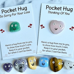 Désolé pour votre perte, câlin de poche en pensant à vous, poème en cristal, cadeau boîte aux lettres en cristal deuil, cadeau mort d'un être cher