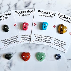 Câlin de poche en cristal pour mon père, cadeau boîte aux lettres, carte pour notre papa, cadeau que vous me manquez, cadeau que vous pensez, choisissez la carte et le cristal