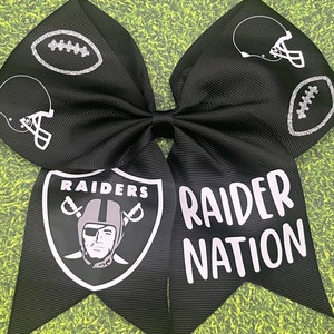 Las Vegas Raiders Team Hair Bow/ Personalized NFL Football Gifts/ Football Tailgating Game Day Outfit/ Raider Girl/ NFL Football Hair Bow
