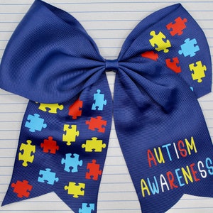 Autism Awareness Large Hair Bow / Autism Awareness Gear / Proud Autism / Autism Sister Hair Bow / Autism Awareness Gifts / Autism Mom Gear