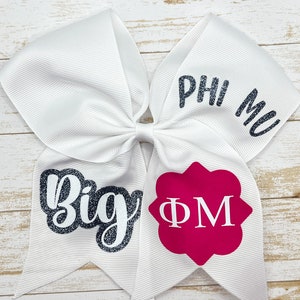 Custom Sorority Hair Bow/ Bid Day Basket /Personalized Sorority Gifts/ Sorority Rush Week Attire / Big and Little Gifts / Phi Mu Gifts