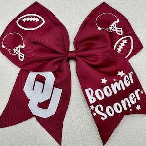 CHEER HAIR BOW EMBROIDERED WITH CUSTOM INITIALS AND MEGAPHONE 