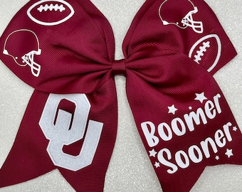 University of Oklahoma Hair Bow/ College Team Accessories/ Boomer Sooner College Gifts/ College OU Gymnastics / OUBound / Future Sooner