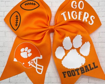 Clemson University College Hair Bow/ Tigers College Gifts/Clemson Tigers Game Day/ Clemson Football/ Clemson Baseball/ Clemson Sofball