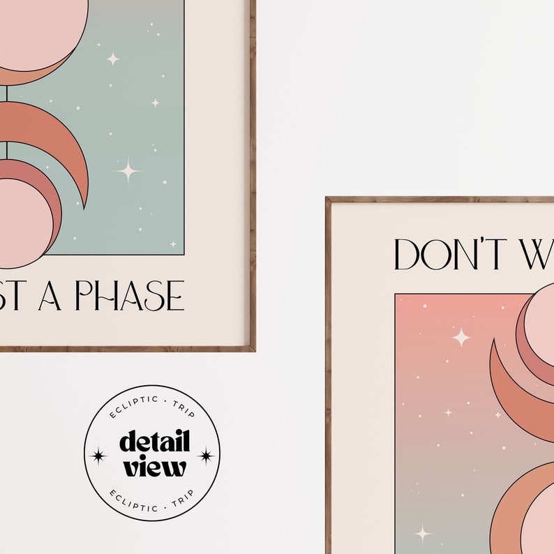 DIGITAL DOWNLOAD it's Just a Phase Art Print, Typography Print, Moon ...