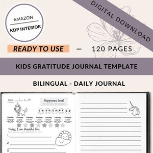 Gratitude Journal for Kids | KDP Interior | low content books | Daily Journal | Printable Daily Journal | Unicorn Journal