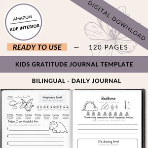 Gratitude Journal for Kids | KDP Interior | low content books | Daily Journal | Printable Daily Journal | Dinosaur Journal