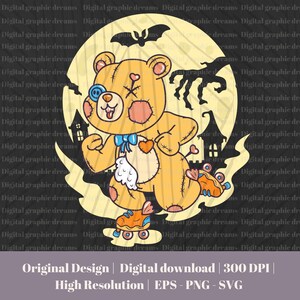 Voodoo Bear SVG for Sublimation ,Printable Digital Download, Spooky PNG for digital journaling, Stickers, Original Design