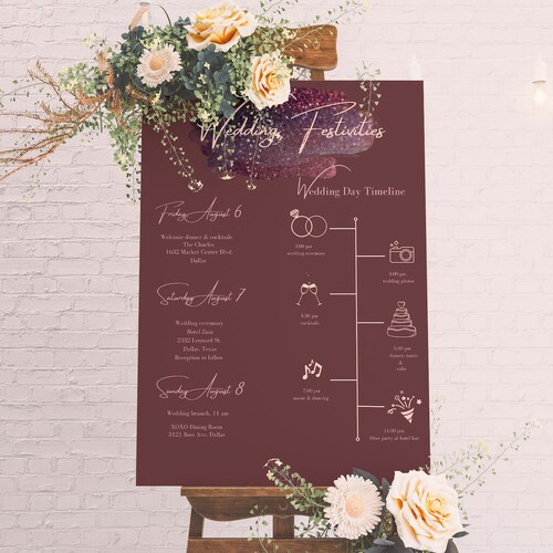 Wedding Weekend Timeline Template Printable Editable Wedding - Etsy