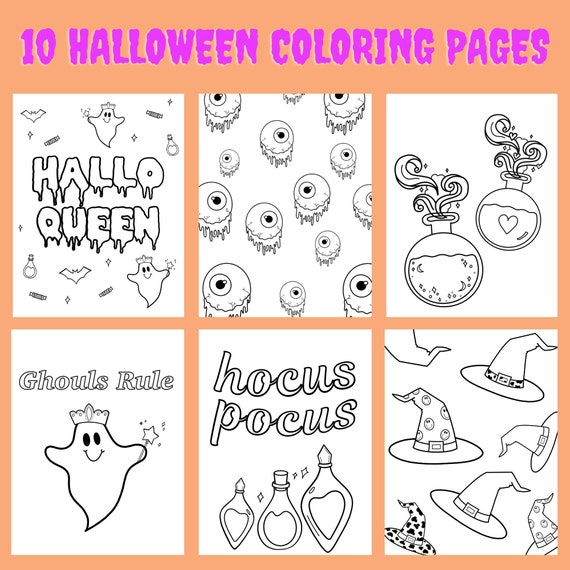 Halloqueen Spooky Halloween Coloring Page Bundle Digital or Etsy
