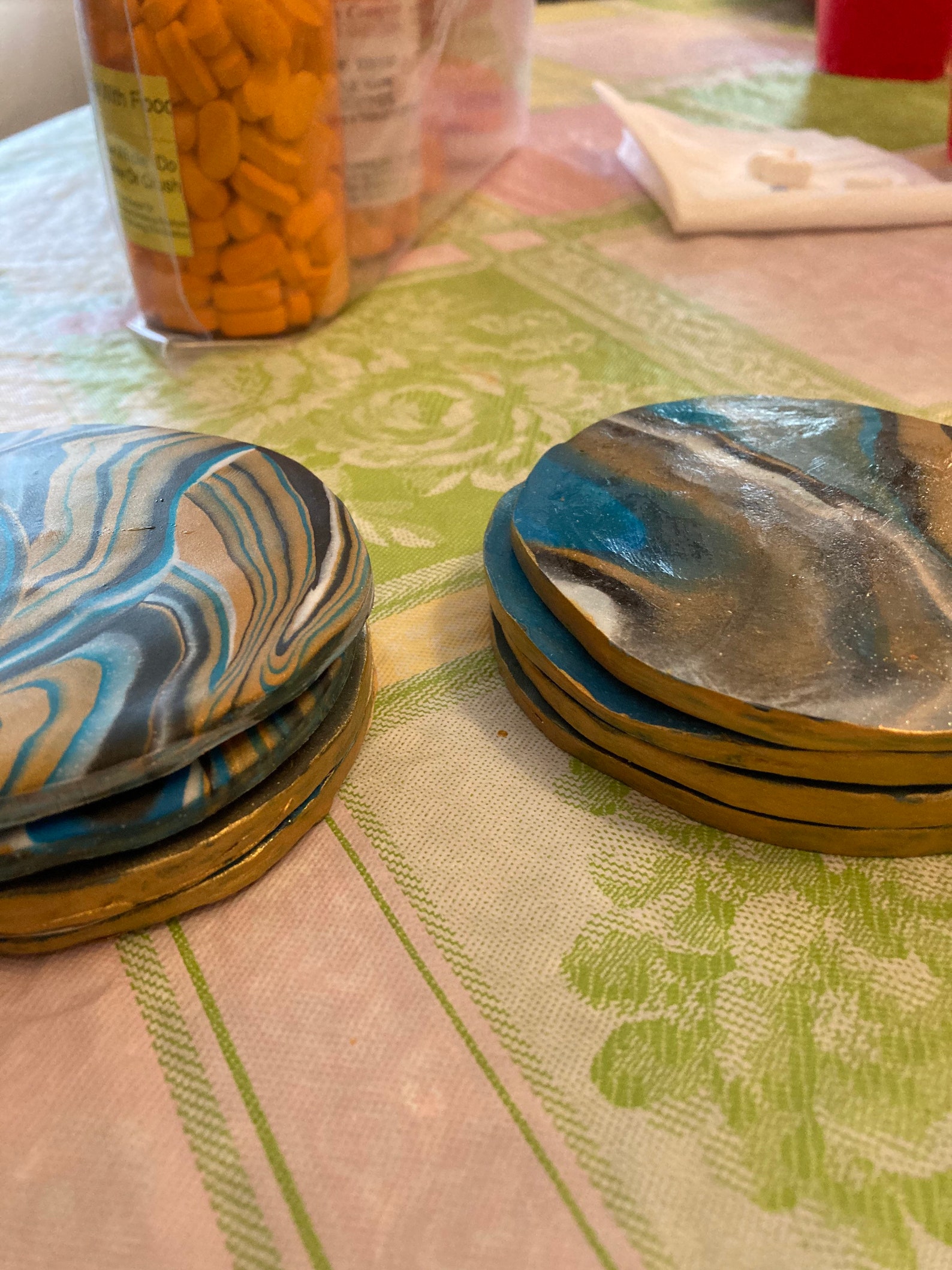 Marble polymer clay coasters for home decoration etc summer Etsy