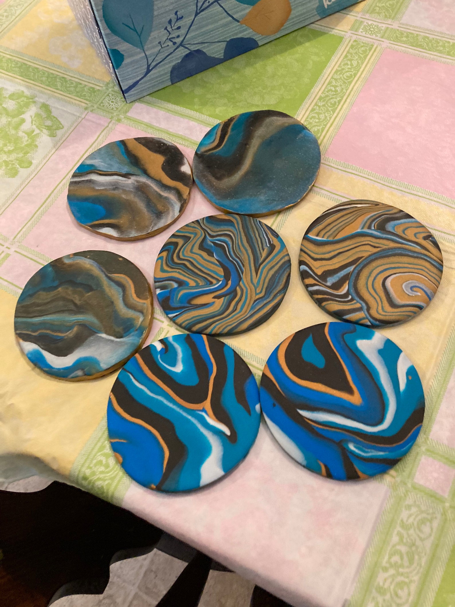 Marble polymer clay coasters for home decoration etc summer Etsy