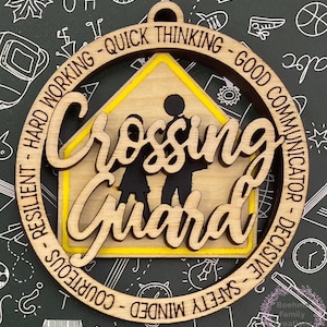 Crossing Guard Ornament, Appreciation Gift, Personalized Gift, School, Car Charm, Wood Decor, Crossing Sign