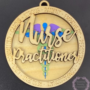 Nurse Practitioner Ornament, Gift For Medical Nurse Or Personnel, Personalized Gift, Hospital Worker, Patients, Wood Decor, Car Charm, Hero