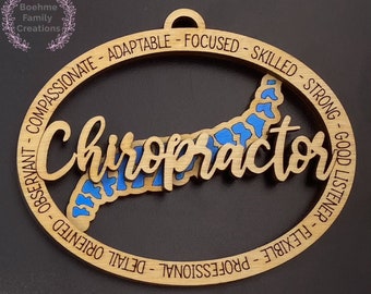 Chiropractor Ornament, Gift For Chiropractor, Car Charm, Wood Decor, Hero, Front Line, Medical, Personalized Gift, Appreciation Gift, Spine