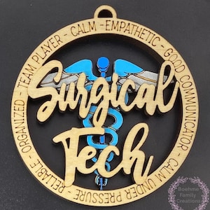Chirurgentechnik Ornament, Techniker, Medizin, Held, Front Line, Auto Charm, Holz Dekor, Krankenhaus, Opusstube, ODER, Wertschätzung Geschenk
