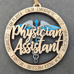 Physician Assistant Ornament, Medical, Hospital, Doctor, Car Charm, Wood Decor, Appreciation Gift, Personalized Gift, Hero, Front Line