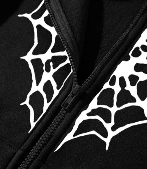 Spider Web & Heart Print Zipper Thermal Hoodie - Etsy