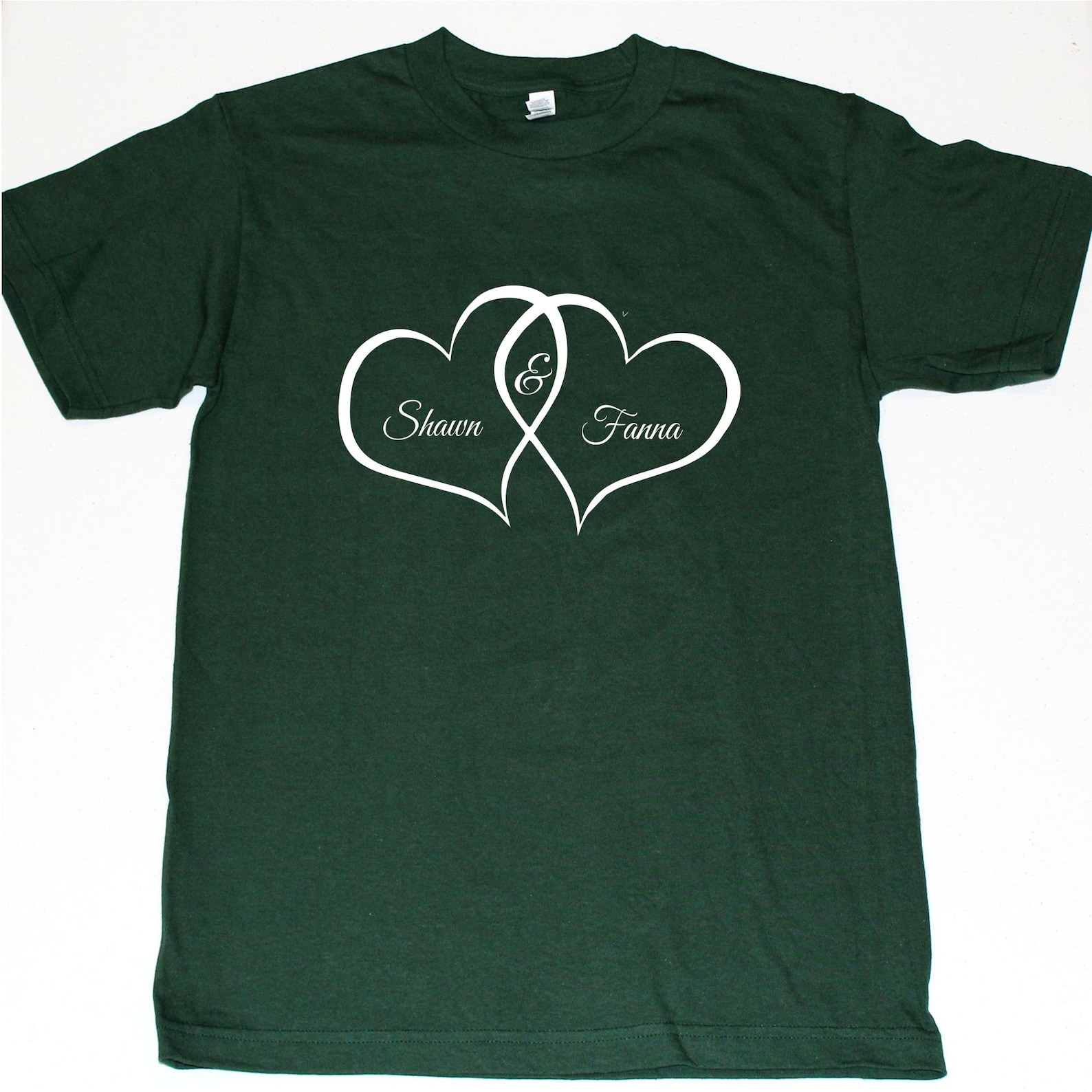 Personalisierte Paar TShirts Zwei Herzen in einem Namen Etsy