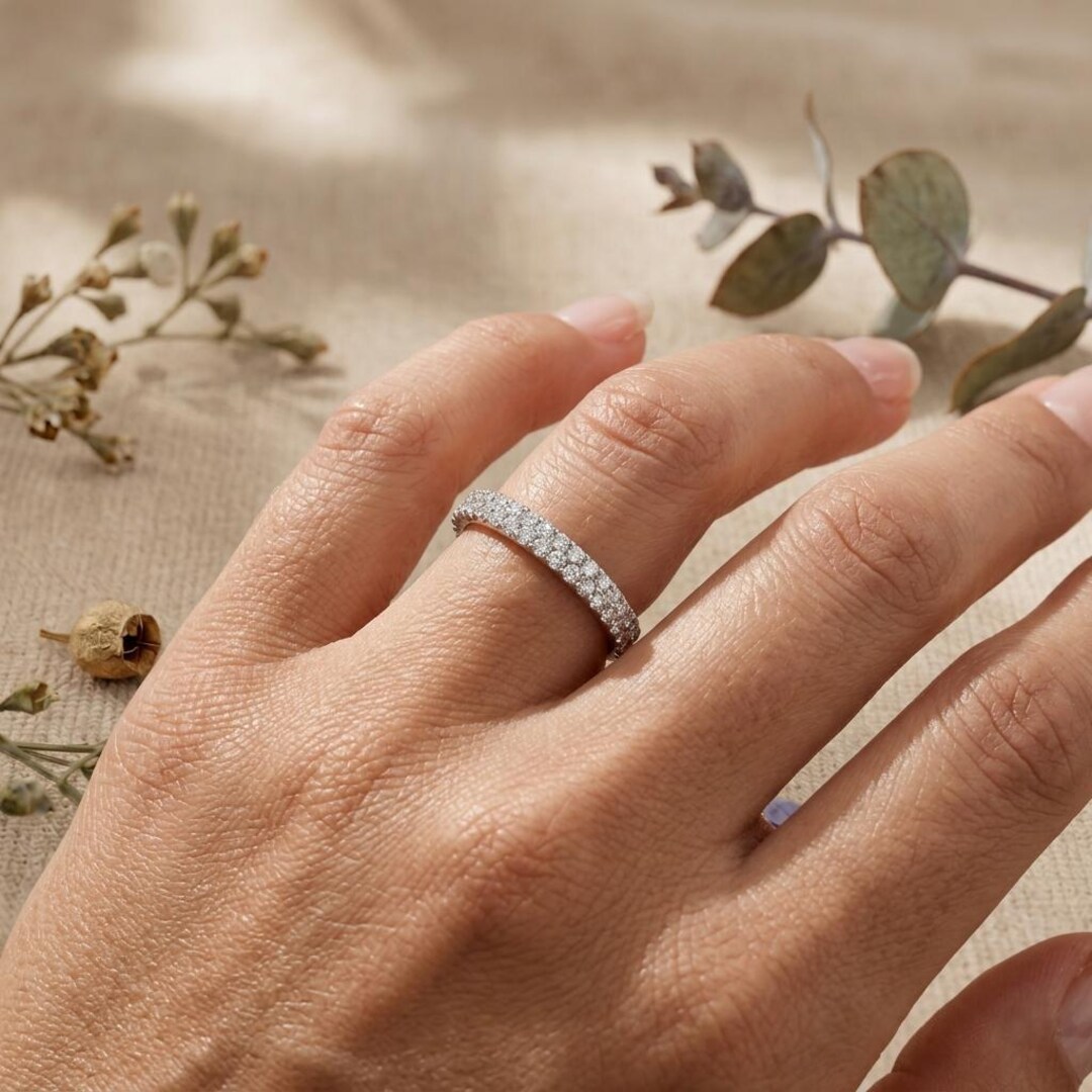 Lab Grown Diamond Eternity Ring, Full Eternity Wedding Band Round Cut ...