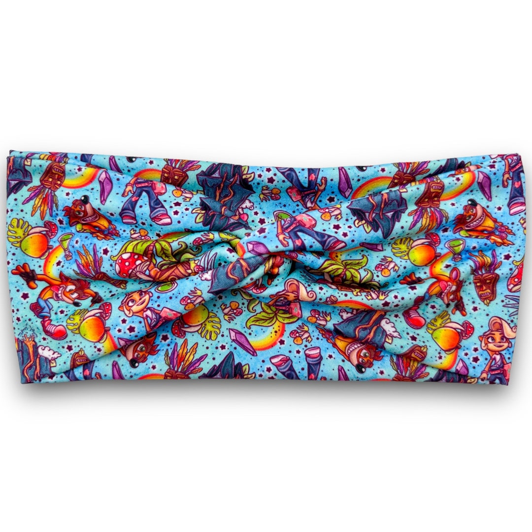 Gamer Crash Blue Twist Headband Character Print Etsy