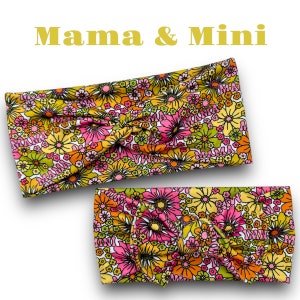 Mama & Mini Floral Set | Mom And Kid Matching Headbands | Kids Bow Headband | Adult Twist Headband