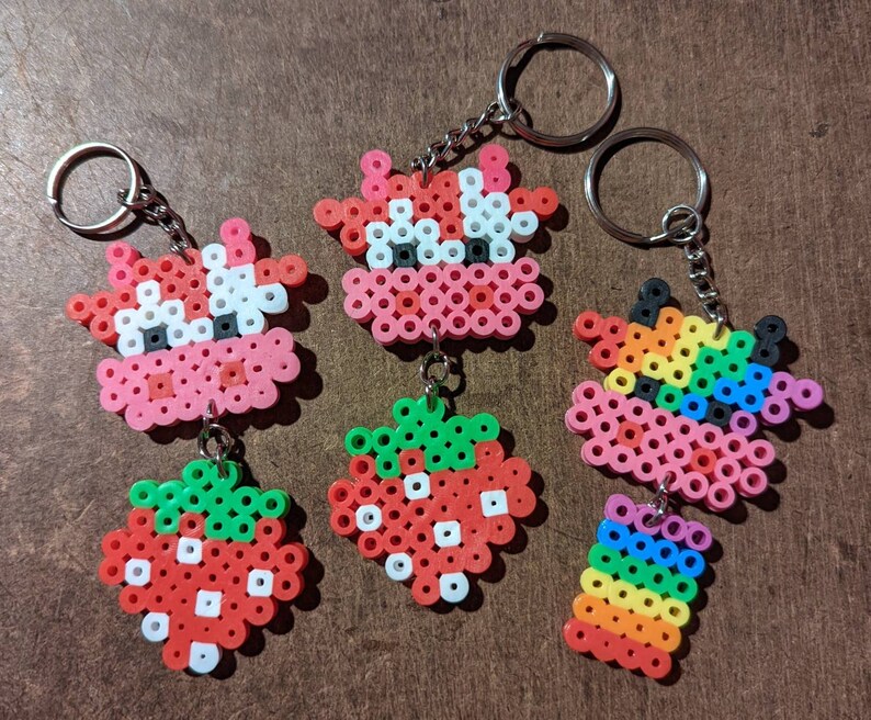 Cute Cow Handmade Perler Bead Keychain Pink Cow Etsy India
