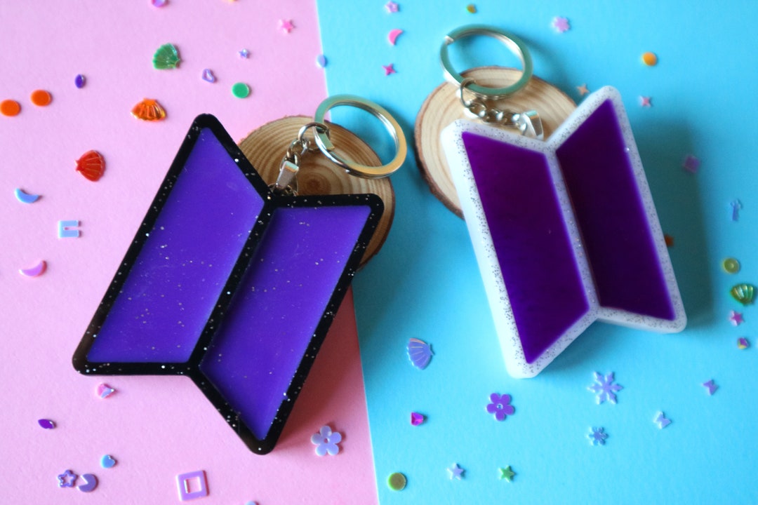 BTS Logo Keychain. BTS Resin Keychain. BTS Purple Keychain Logo. Bangtan Boys Keychain Etsy