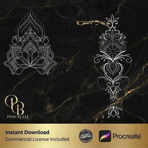 Henna Heaven Bestseller: 55 Ornament Stamp Pack Vol.1 – Procreate iPad Essentials – Viral Tattoo Designs!