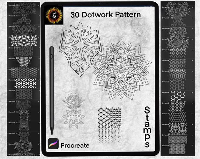 Dotwork Tattoo Stamps for Procreate - Dot Tattoos and Mandala Stencils ...