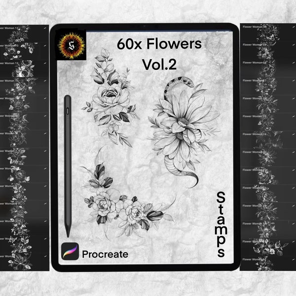 Pack de 60 tampons fleurs Vol.2| iPad | Procréer