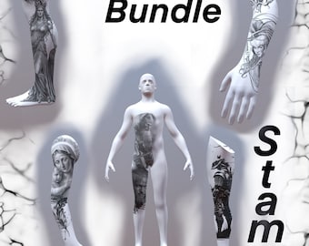 3D Man Bundle Stamps | IPad | Procreate | 3D Mensch Modelle | Tattoo Körperteile