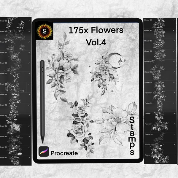 175 Flower Stamp Pack Vol. 1+2+3| IPad | Procreate