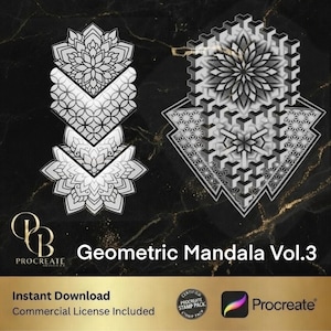 Sacred Geometry Sensation: 25 Geometric Mandala Stamps Vol.3 – Procreate Tattoo Bestseller – Instant Download!