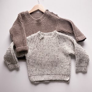 CROCHET PATTERN - Children's Ribbed Sweater knit-like ribbing (child sizes 0-6 mo up to 11-12 years), Video Tutorial (English only)