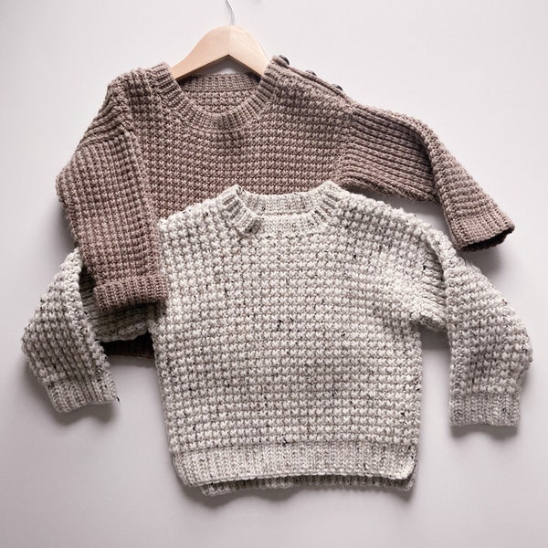 Crochet Shiloh Sweater Pattern: Children's Knit-Look Ribbed Design (Sizes 0-12 Years) (PDF Pattern)