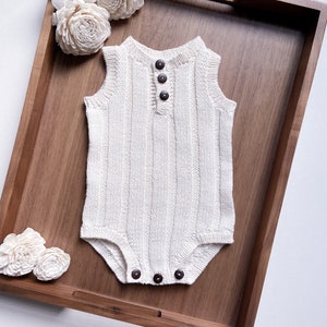 Knitting Pattern - Henley Ribbed Romper /Boy/Girl - Babies / Toddlers - Sizes Newborn up to 24 months