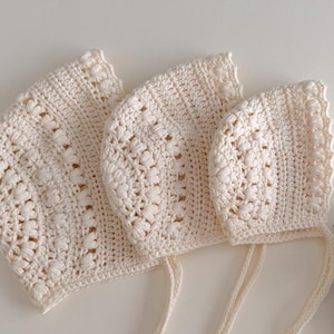 CROCHET PATTERN Vintage Bloom Bonnet | Crochet Pattern (with Video Tutorial + Charts) - size 3, 6, 12, 18 months.