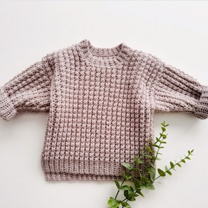 Children's Sweater CROCHET PATTERN / Video Tutorial - Ribbed Sweater knit-like ribbing (child sizes 0-6 mo up to 11-12 years) (English only)